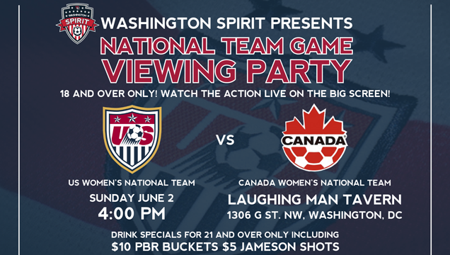 Washington Spirit to host viewing party for U.S. Women’s National Team vs. Canada Women’s National Team Featured Image