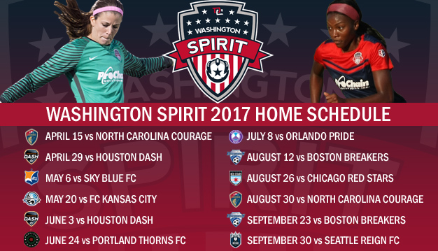 NWSL Announces Washington Spirit 2017 Regular Season Schedule Featured Image