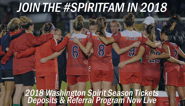 Washington Spirit now accepting deposits for 2018 Season Tickets; new incentive program announced Featured Image