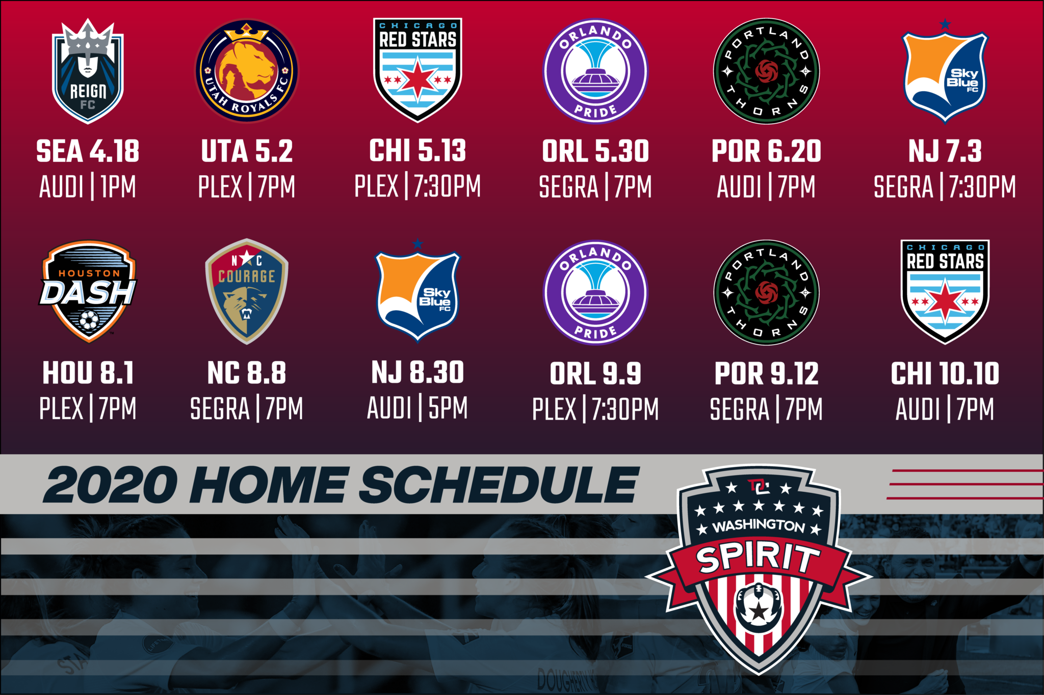 Washington Spirit release 2020 NWSL Regular Season Home Schedule Featured Image