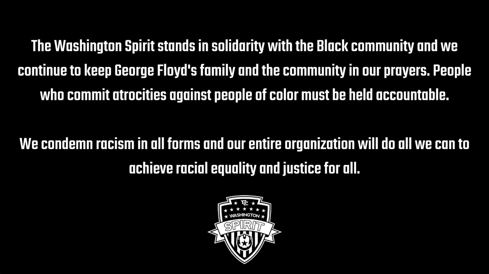 The Washington Spirit Stands in Solidarity With the Black Community Featured Image