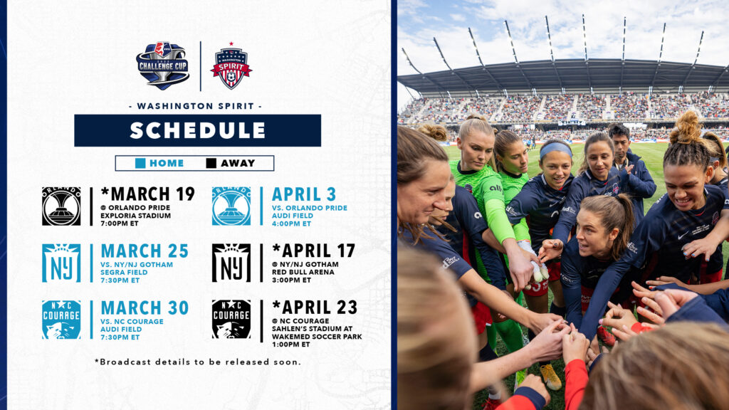 NWSL Releases Schedule for 2022 NWSL Challenge Cup Washington Spirit