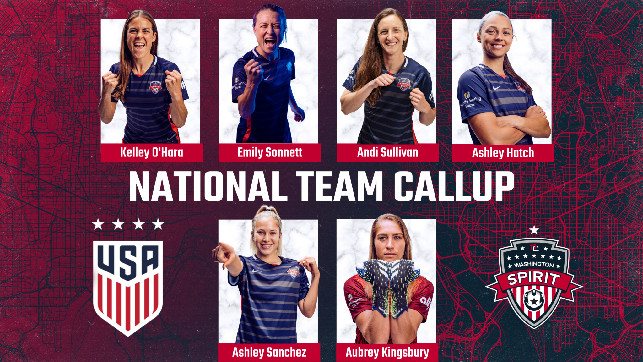 Six Spirit Players Called Up to USWNT for SheBelieves Cup Featured Image