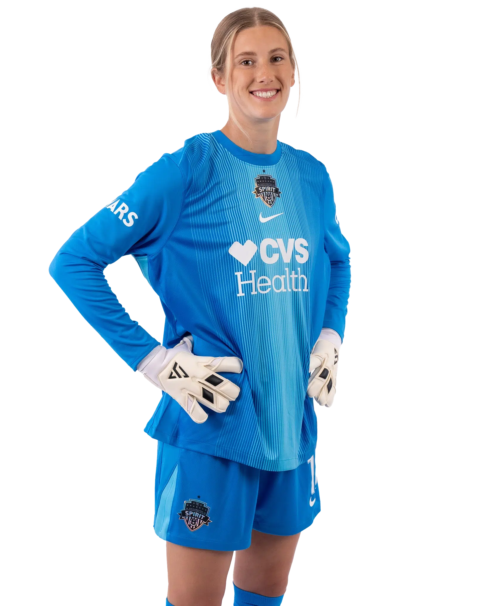 Lyza Jessee in a blue Spirit kit.