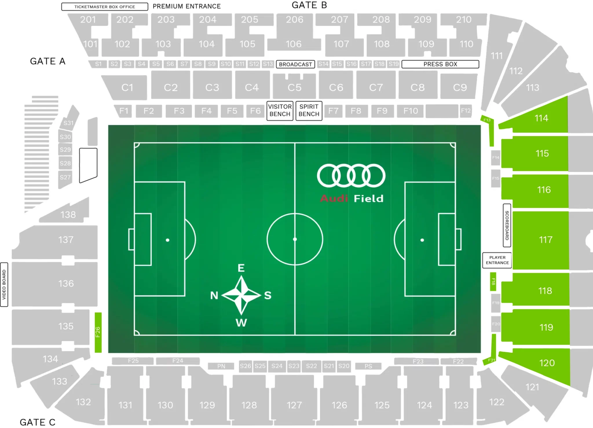 Lower Endline Audi Stadium Seating Chart Image