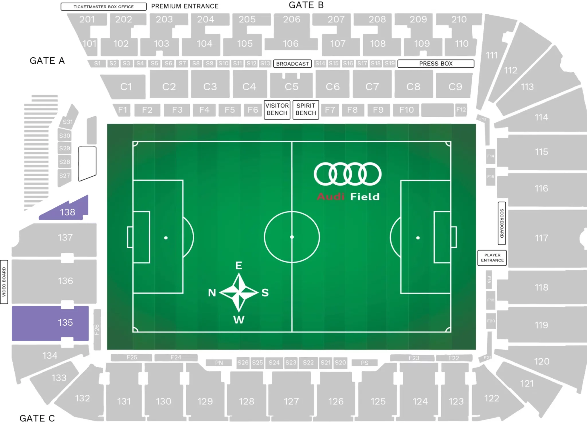 Supporters (Seated) Audi Stadium Seating Chart Image