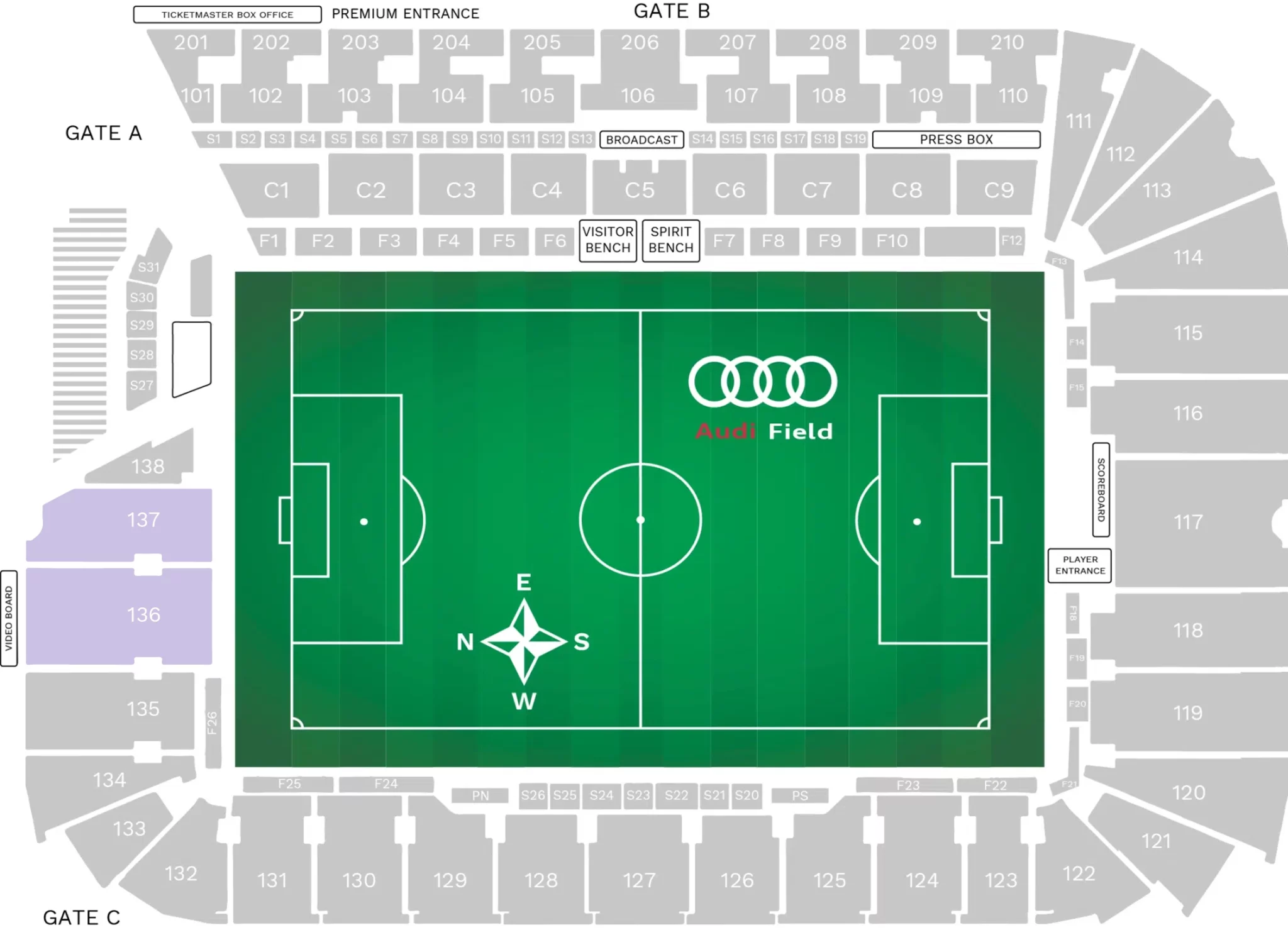 Standing Supporters Audi Stadium Seating Chart Image
