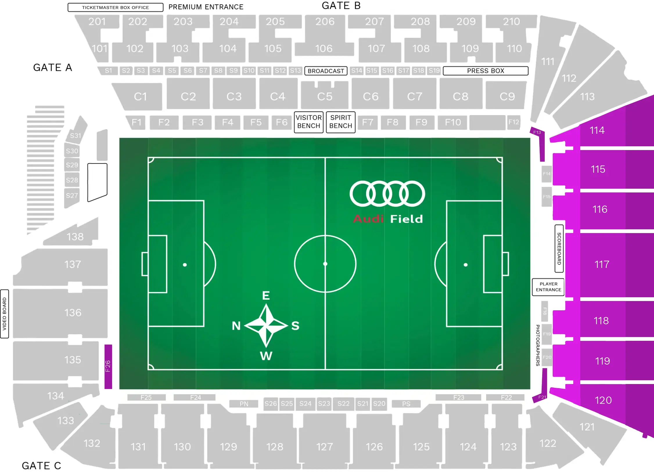 Endline Audi Stadium Seating Chart Image