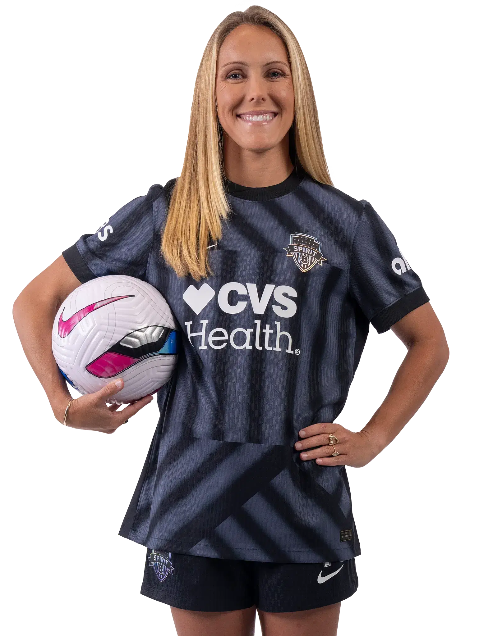 Brittany Ratcliffe in a black Spirit jersey.