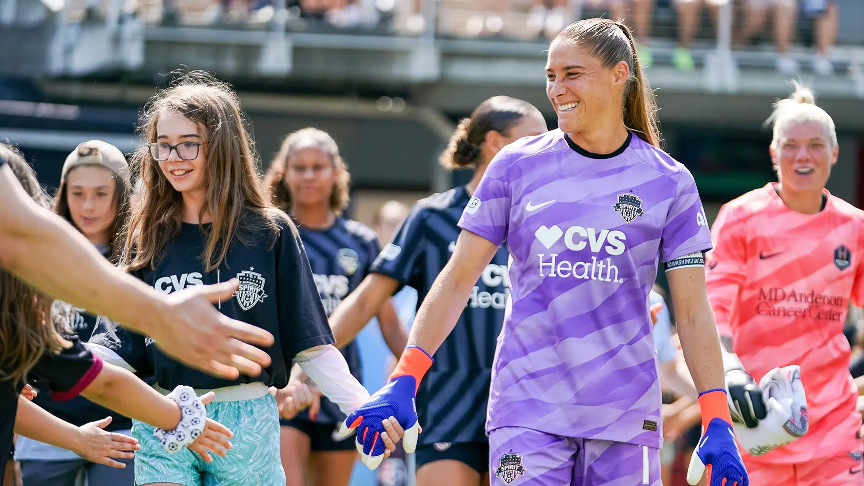 Aubrey Kingsbury walks onto the pitch.