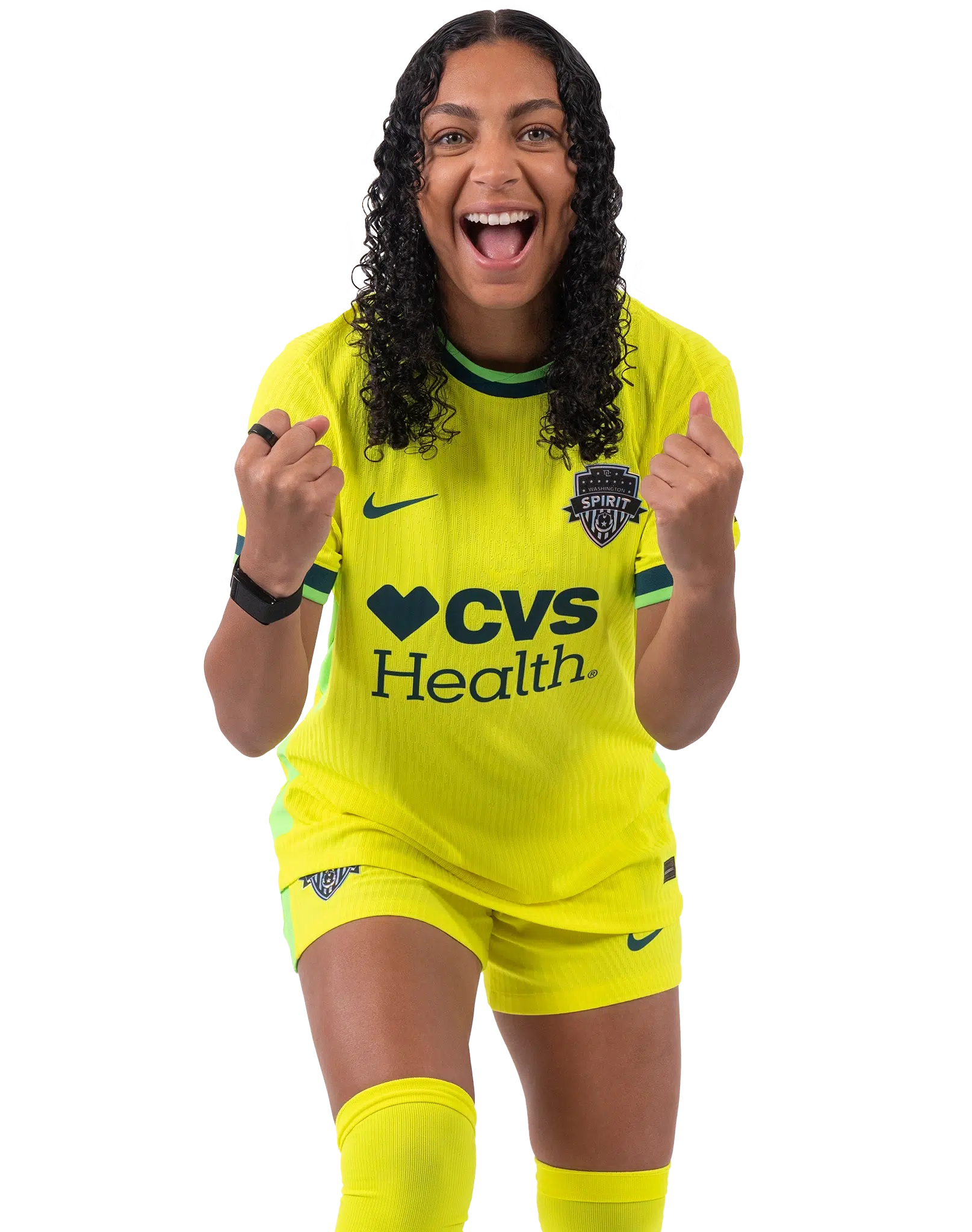 Makenna Morris in a yellow Spirit kit.