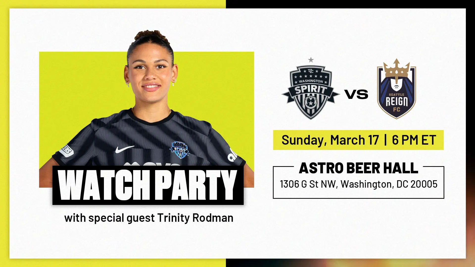 Spirit Watch Party with Trinity Rodman at Astro Beer Hall Featured Image