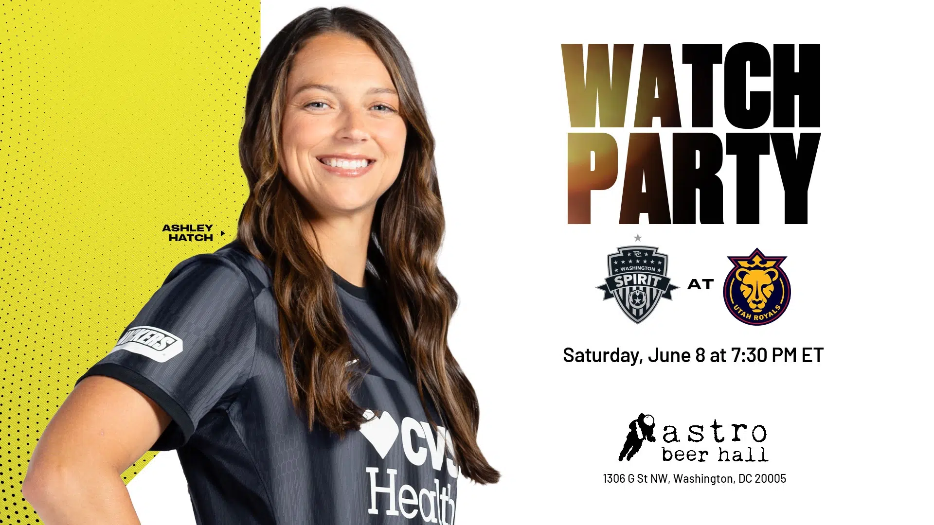 You’re Invited: Washington Spirit vs. Utah Royals Watch Party at Astro Beer Hall Featured Image