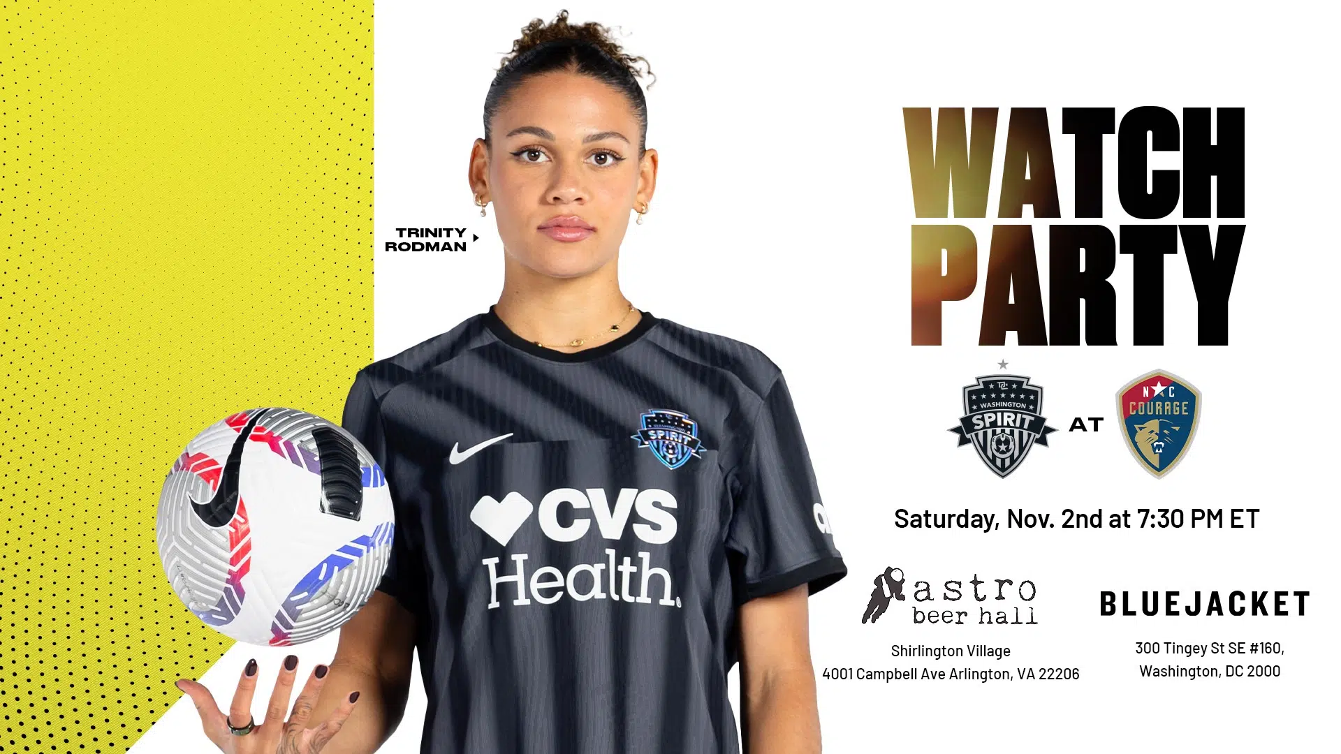 Join us for the Washington Spirit vs. North Carolina Courage Watch Party Featured Image