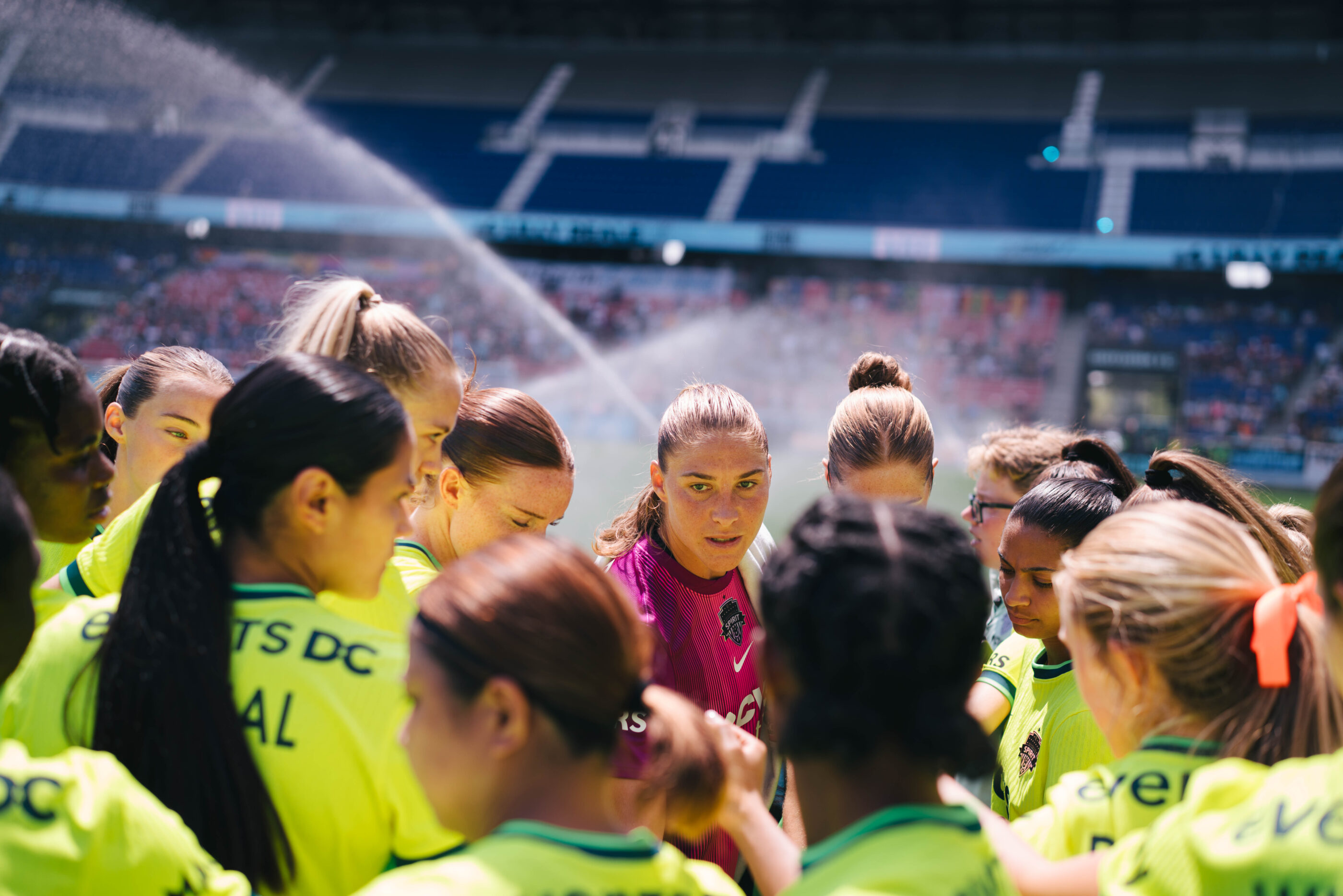 Spirit pre-game huddle