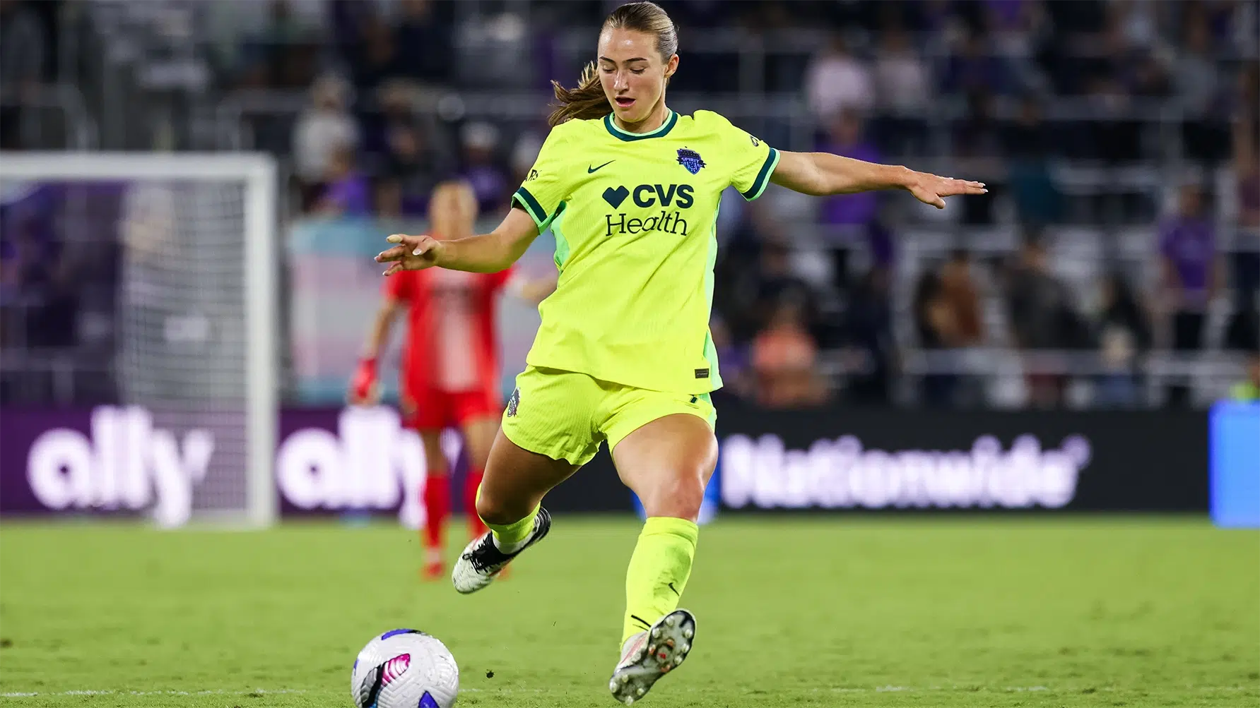 Tara McKeown prepares to kick the ball.