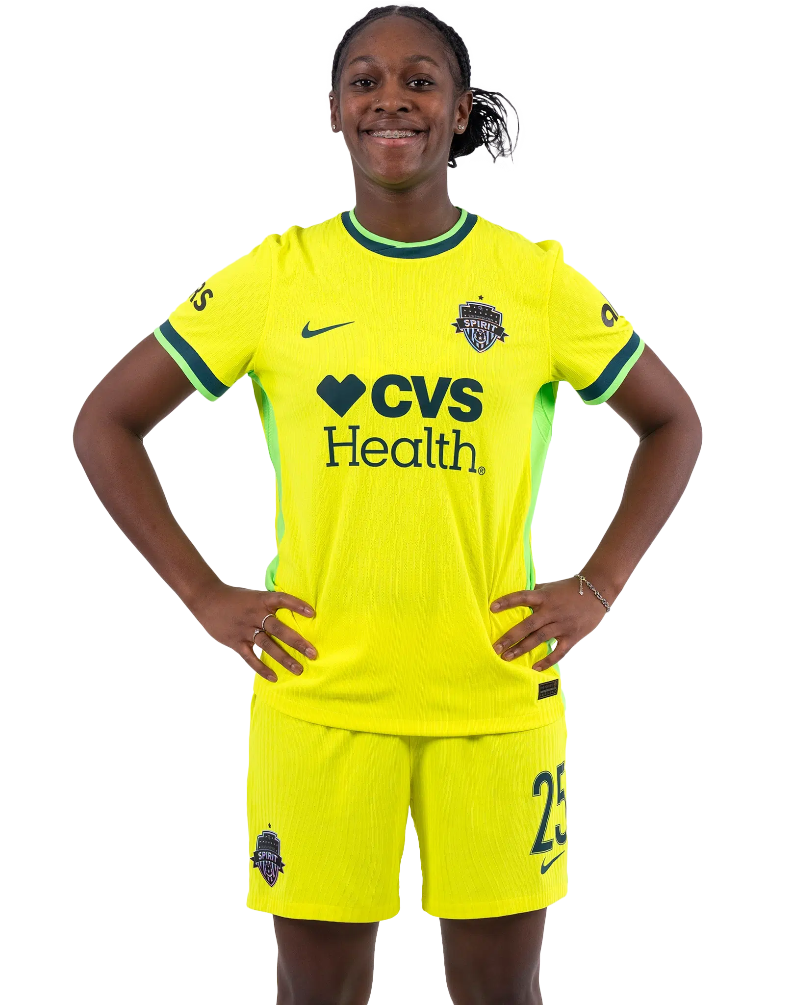 Kysha Sylla in a yellow Spirit kit.