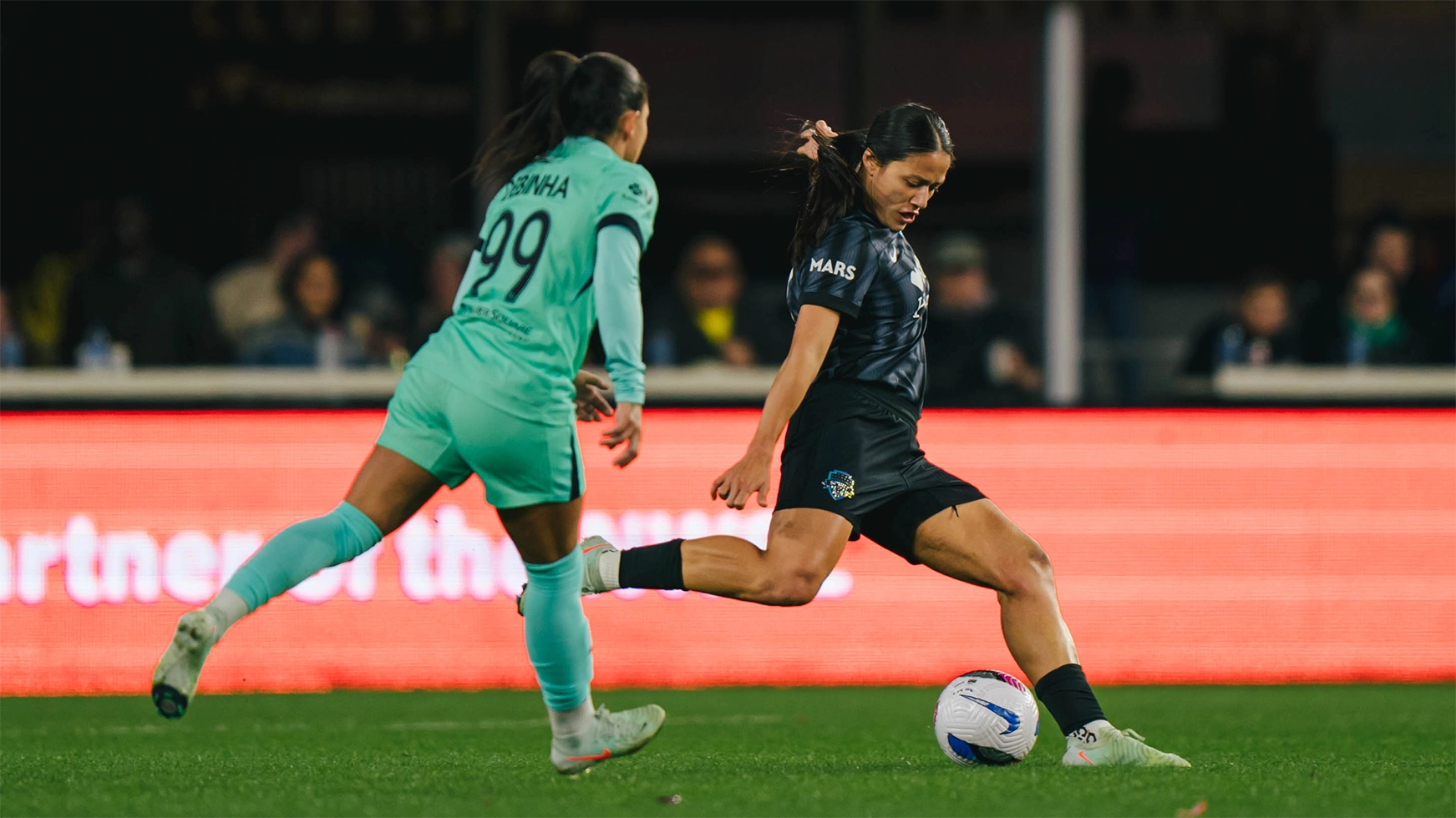 Rebeca Bernal kicks the ball
