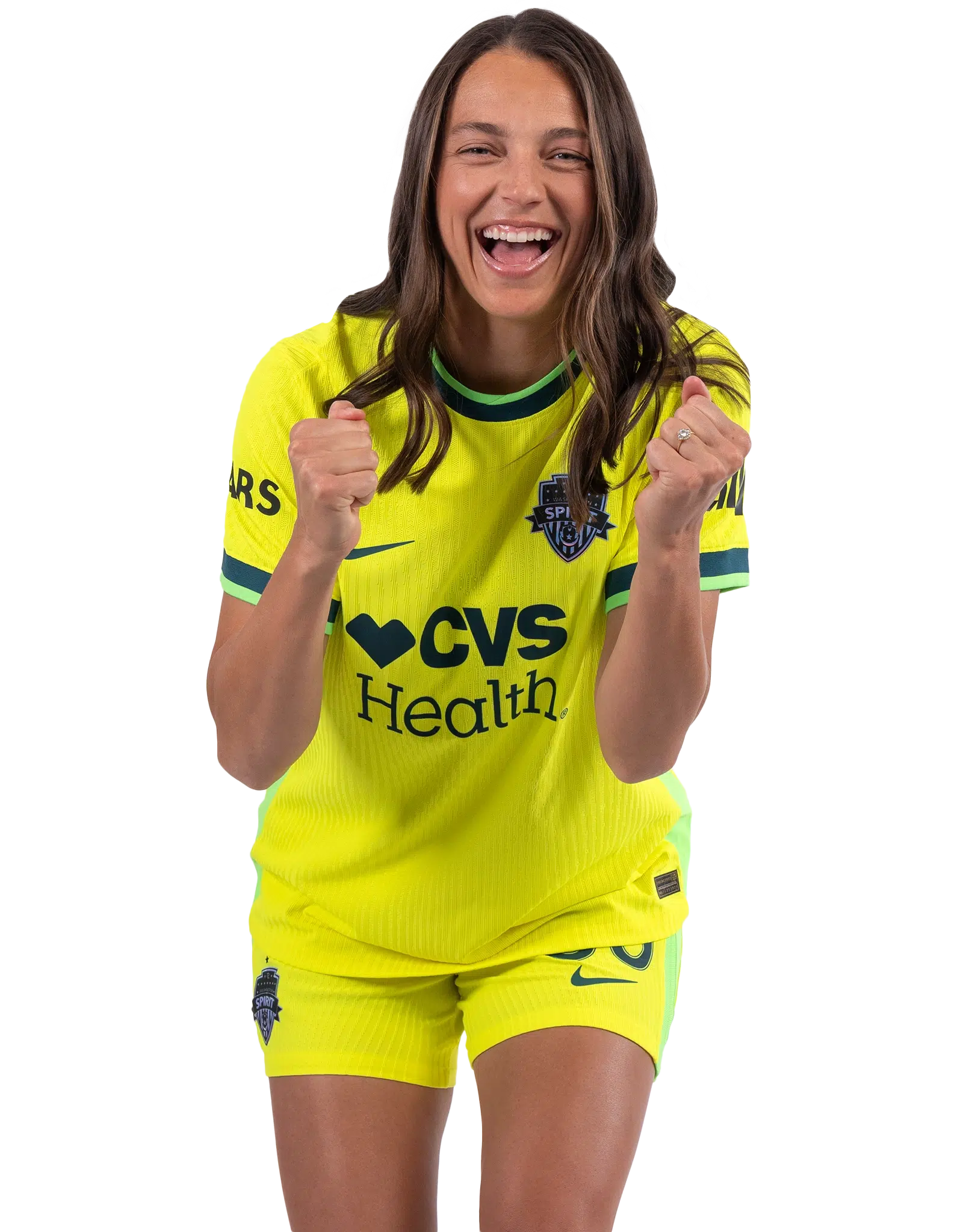 Ashley Hatch in a yellow Spirit kit.