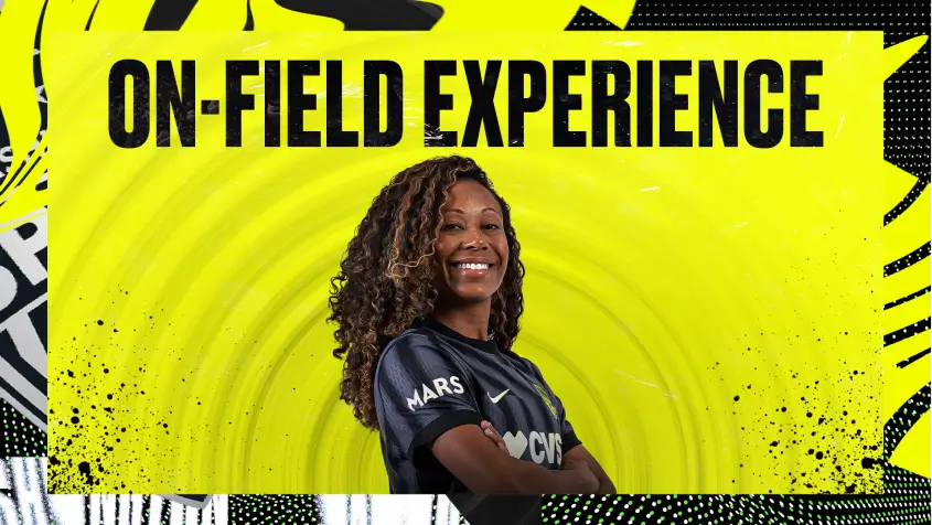 A player posing with "On-field experience"