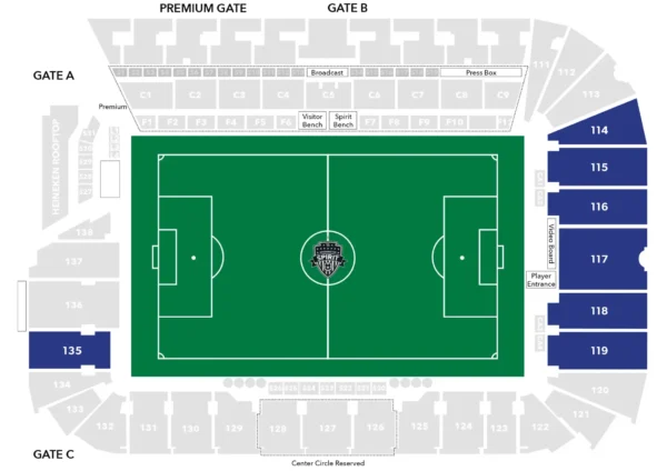 Endline (114 to 119, 135) Audi Stadium Seating Chart Image