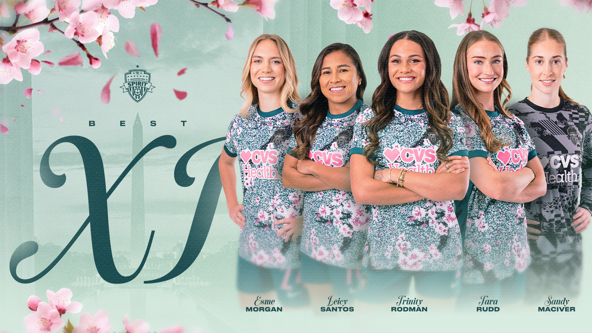 Five Washington Spirit Players Named to NWSL’s Best XI of the Month, presented by Amazon Prime Featured Image