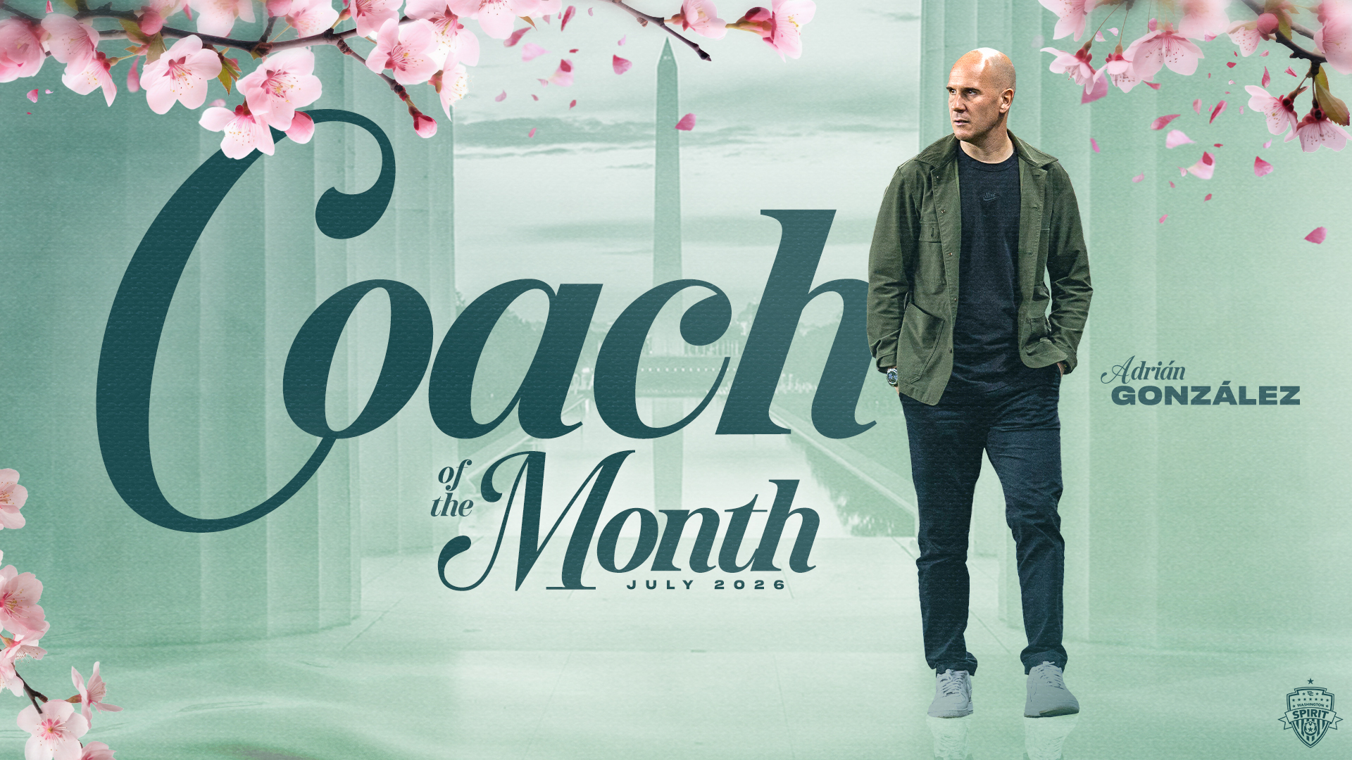 Washington Spirit Head Coach Adrián González Named NWSL Coach of the Month Featured Image