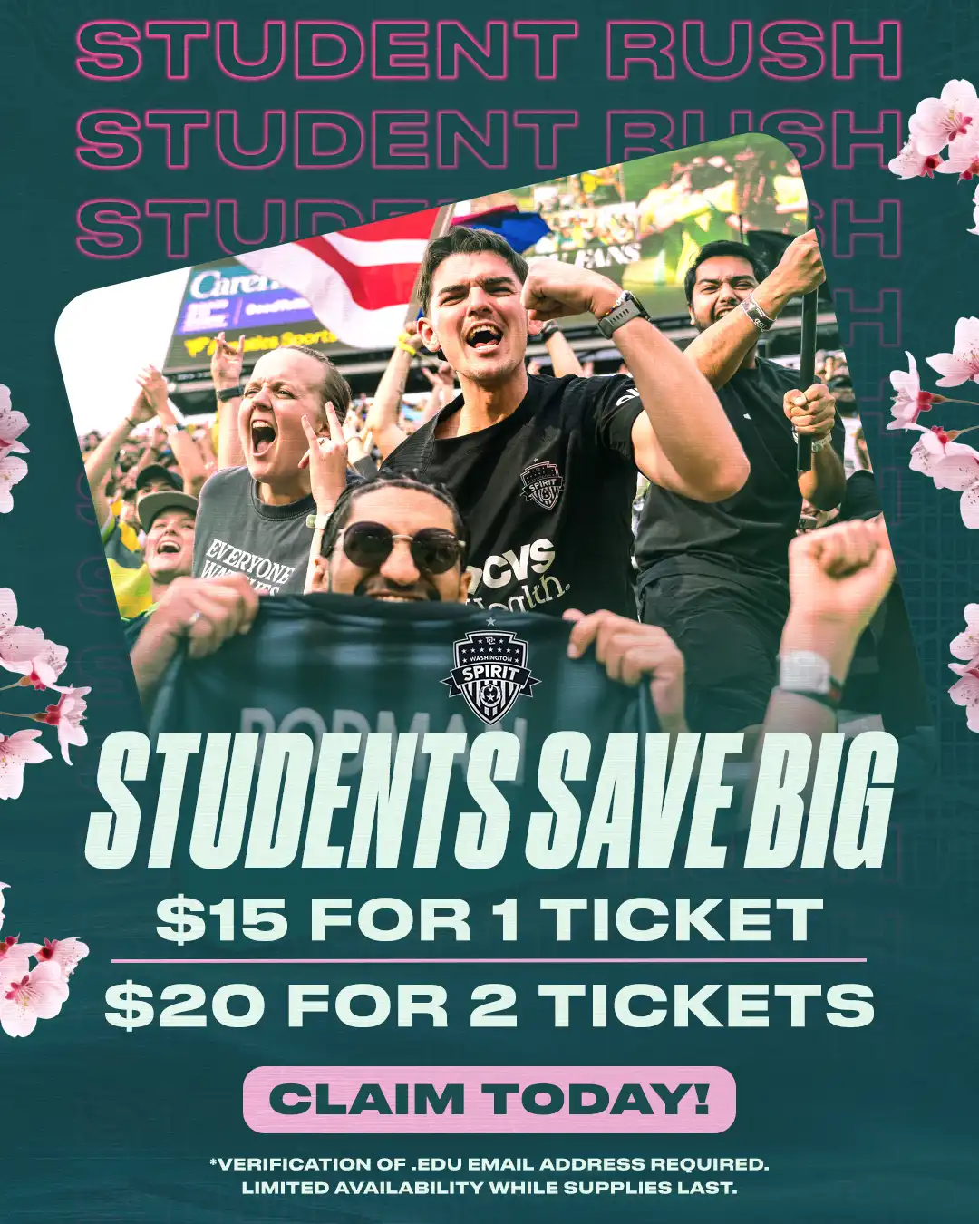 Graphic with text of students save big